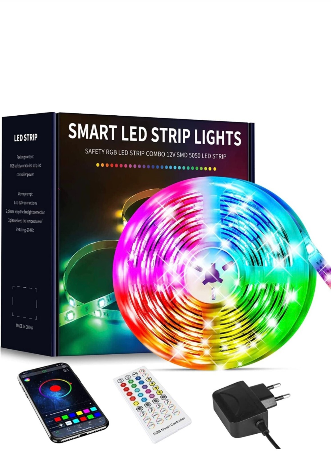 Ruban LED 10M RGB 5050 bande lumineuse flexible multicolore pour salon