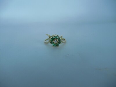 Vintage 14Kt. Ring Gelbgold Smaragd und Diamant