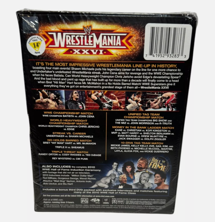 WWE: Wrestlemania XXVI (DVD, 2010, 3-Disc Set) FACTORY SEALED 26
