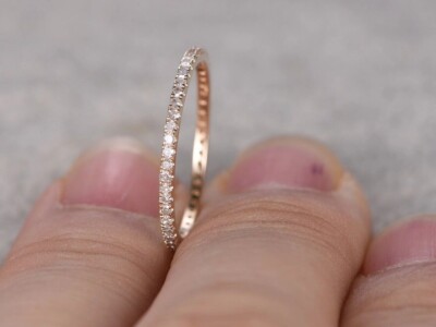 Full Eternity Moissanite 14k Yellow Gold Plated Engagement Wedding Band ...