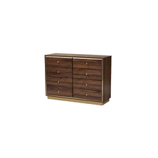 Baxton Studio Cormac Modern and Contemporary Walnut Brown Finished Wood and Gold