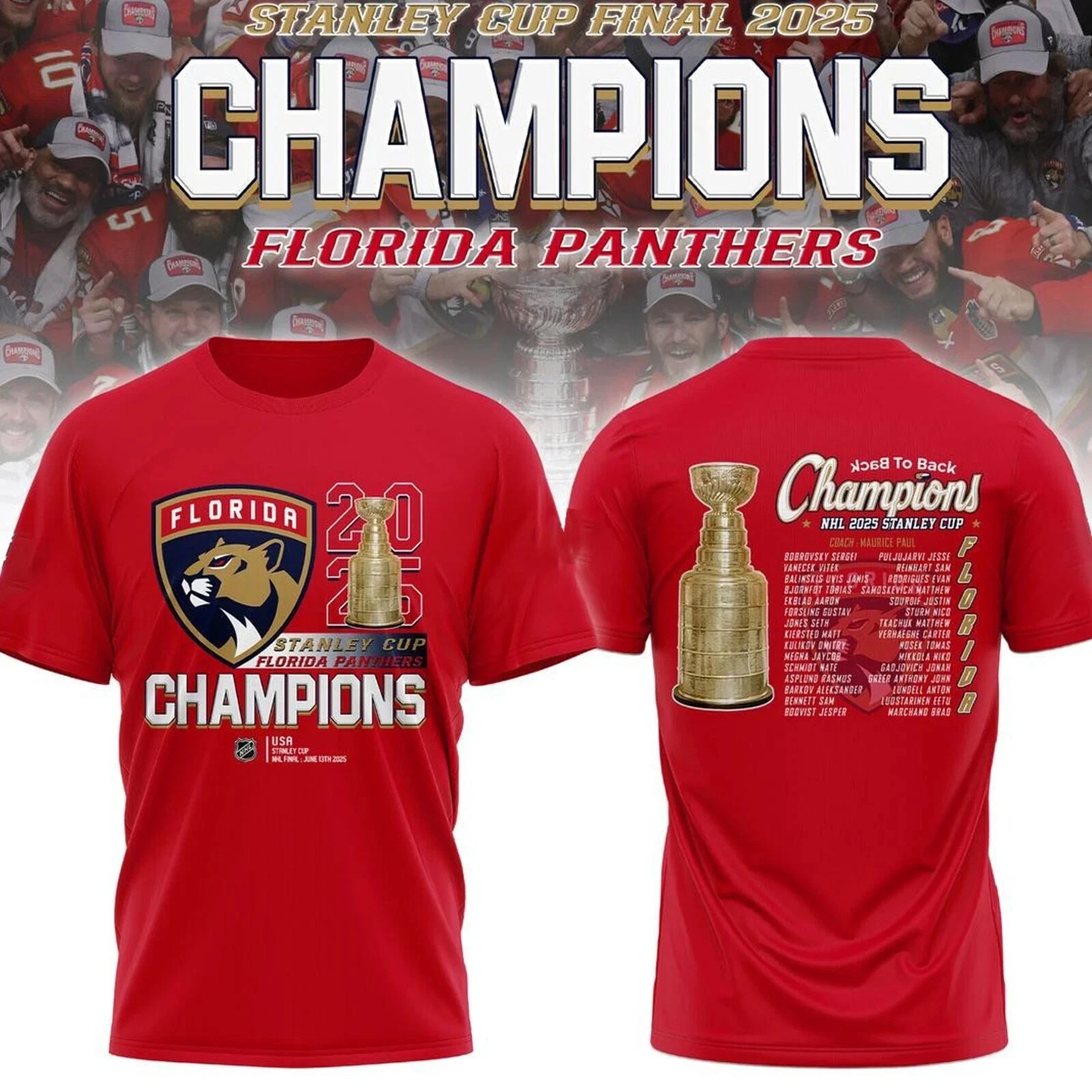 Back To Back Florida Panthers Stanley Cup Champions T-Shirt