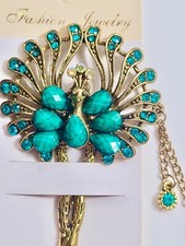 New Crystal Peacock Hair Pin Stick Retro Chinese Style Hairpin Jewelry Acces.