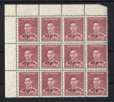 M2103 Australia 1938 SG166 - 1 1/2d maroon in a top left corner block of 12.