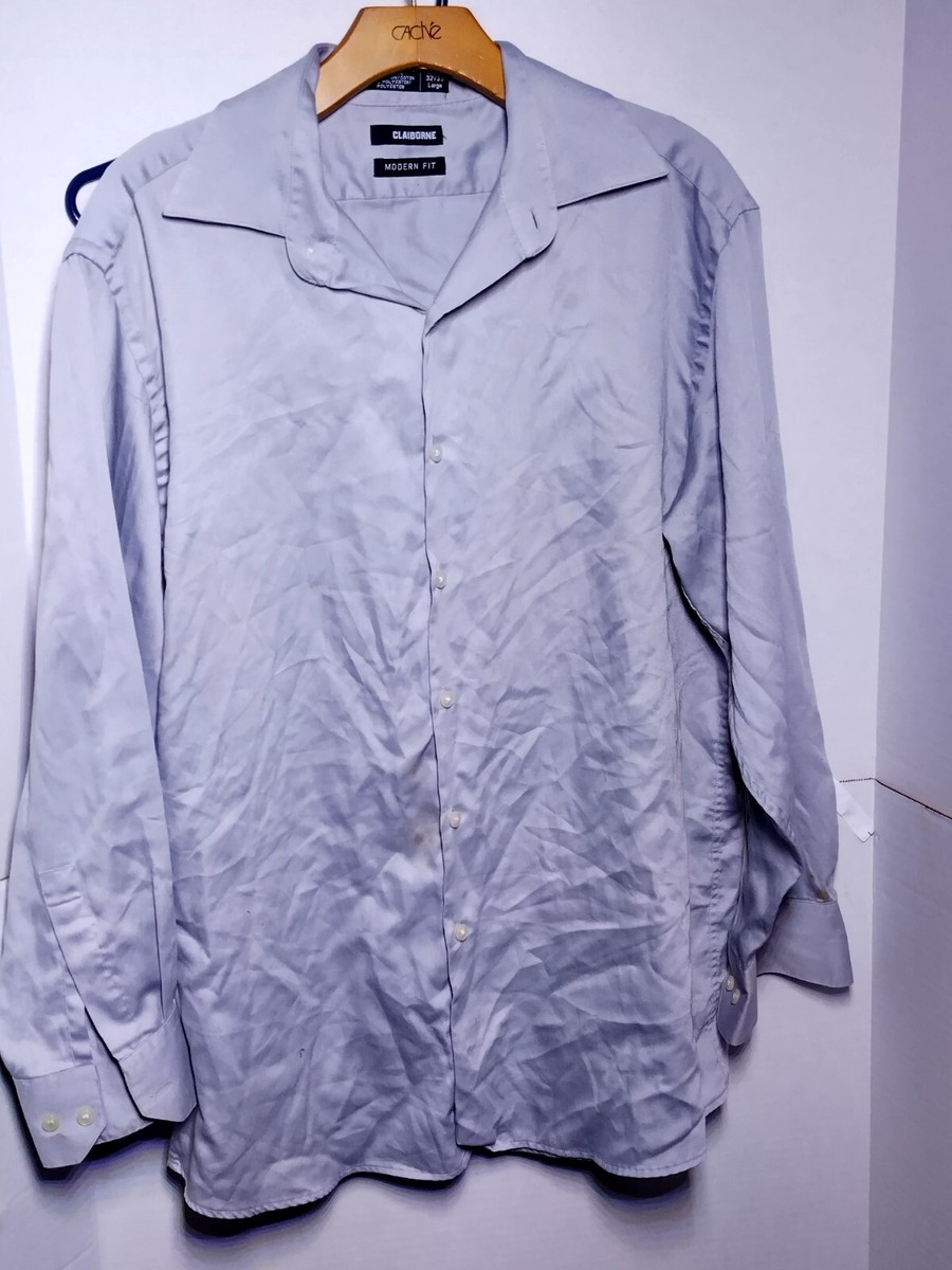 claiborne modern fit dress shirt Claiborne Men's Long Sleeve Dress Shirt Modern Fit Black Blue Stripe M