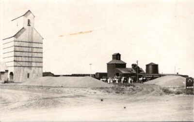 RPPC Grain Elevator and Foster Coal Company Plainview Kansas 1910s Real Photo