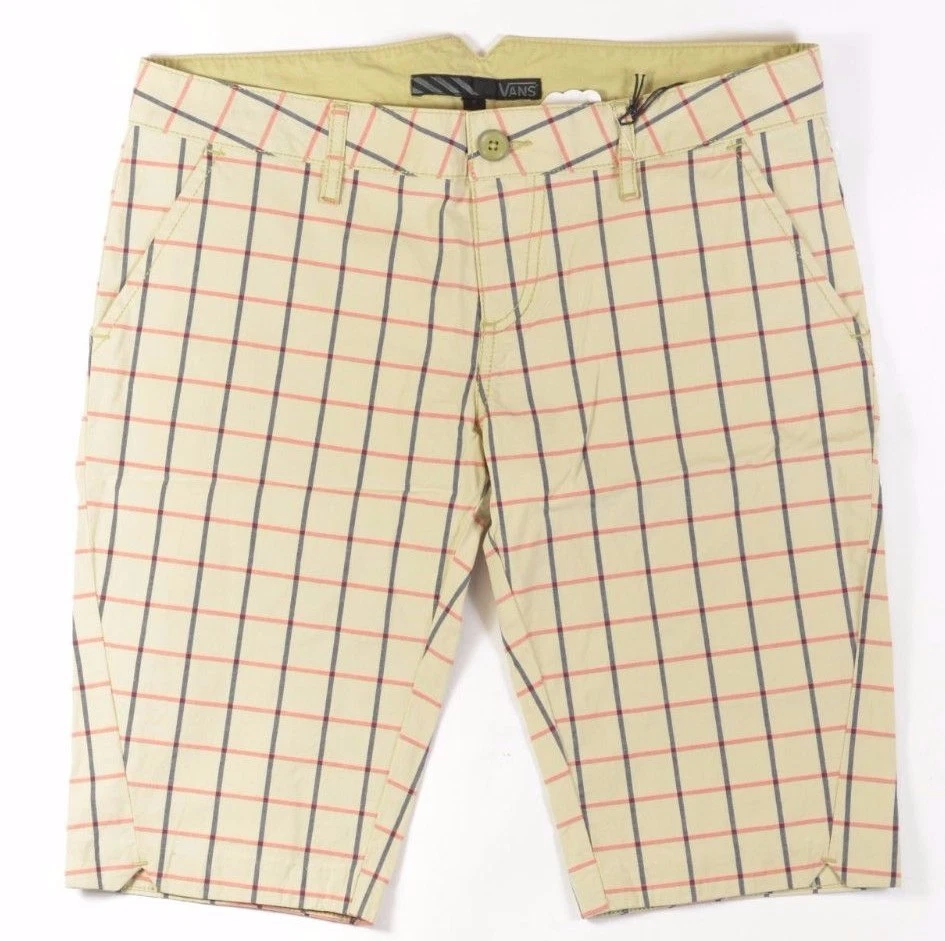 Pantaloncini donna Vans GRID cotone elasticizzato taglia 5 a quadri nebbia NUOVI