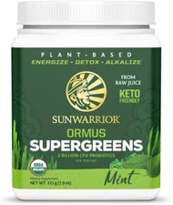 Sunwarrior Ormus Supergreens, Organic Greens Superfood Powder, Mint 225g, 7.9oz