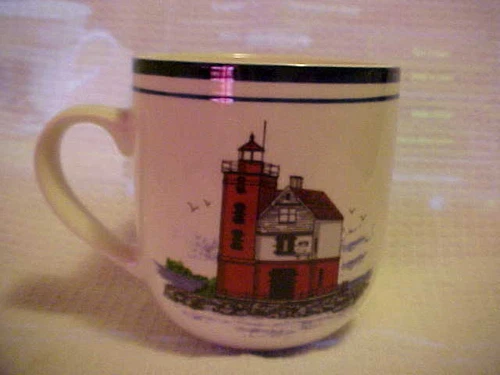 TWO Totally Today China Coastal Lighthouse Nautical Theme Coffee Mug Tea Mug Cup