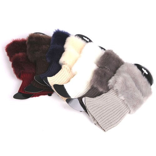 Women Leg Warmers Fur Trim Boot Cuff Cover Female Fur Boots Anklets Warm Socks - Picture 6 of 11