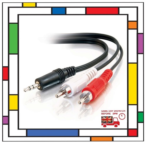 1.5m Pure OFC HQ 2 X RCA Phono Plug To Plugs Stereo Audio Cable Gold Dark Blue E