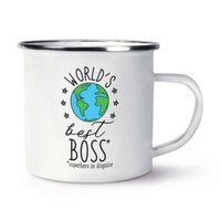 World's Best Boss Retro Emaille Becher Tasse - Lustig Geschenk Camping