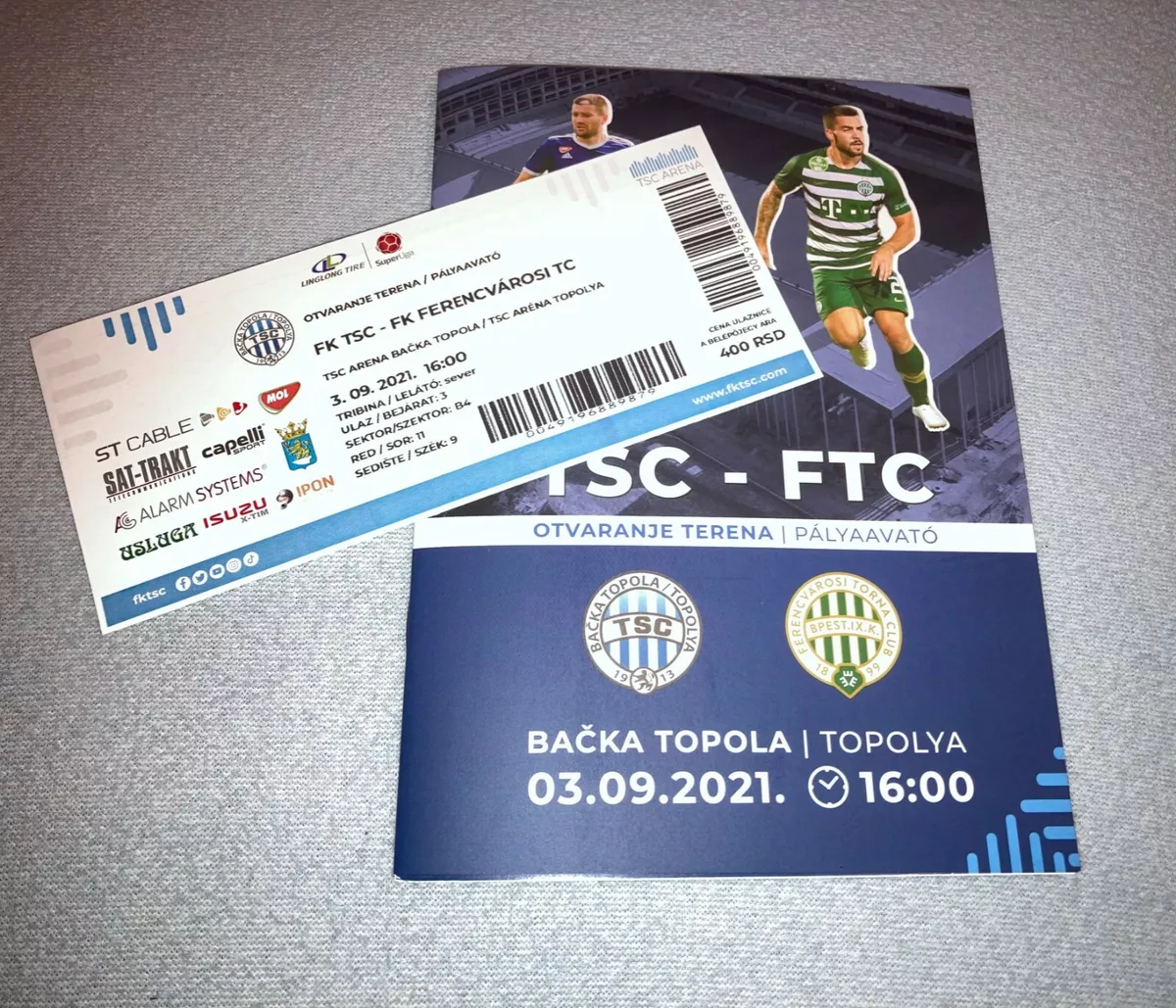 TSC Backa Topola - Ferencvárosi TC, programme + ticket 2021