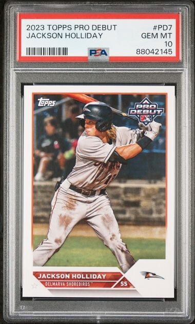 PSA 10 Jackson Holliday 2023 Topps Pro Debut Prospect Rookie GEM MINT ORIOLES