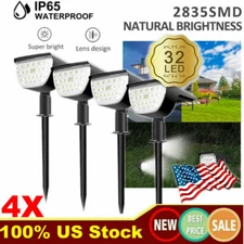 4Pack Solar 32LED Spot Light Outdoor Garden Yard Landscape Flood Lamp Waterproof