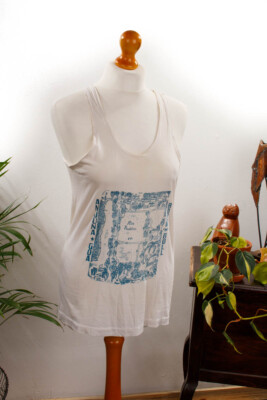 %SALE% Vintage orig 70er Hippie Shirt Achselshirt Handdruck ANJUNA GOA Map M
