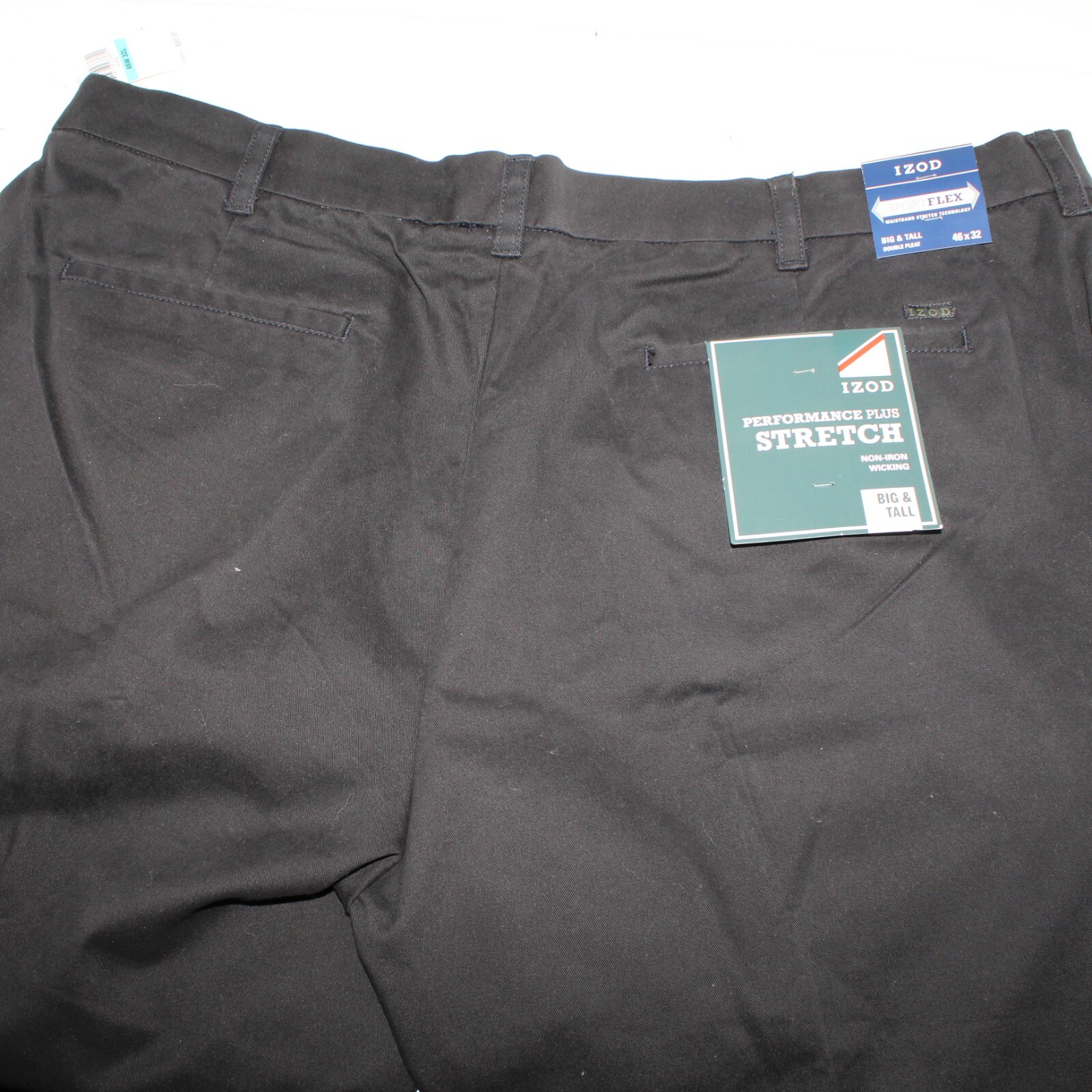 IZOD Pants NWT Men's 46x32 Black Sportflex Performance Plus Stretch