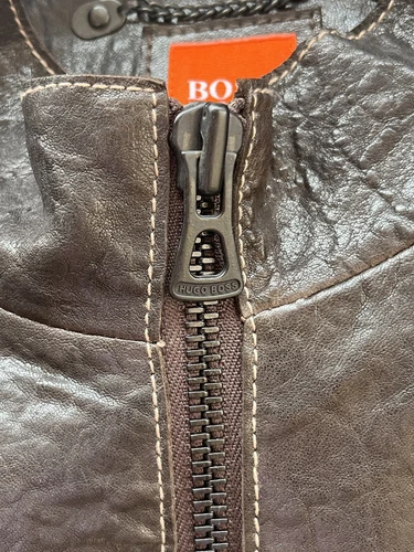 Hugo Boss Lamb Brown leather Racer jkt SZ 46R Casual SUPERB image 13