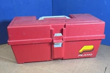 VINTAGE PLANO Red TACKLE TOOL BOX w Unusual Latch