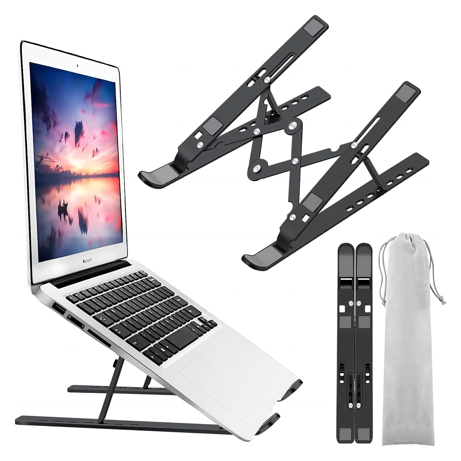 Adjustable Aluminum Foldable Laptop Stand Riser Holder for Desks-image