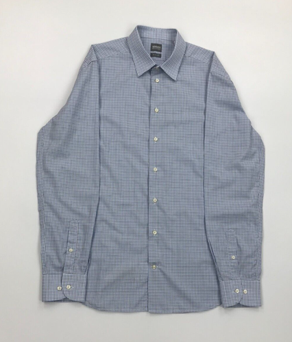 Men's Baby Blue & White Check Armani Collezioni Shirt 16.5" Slim Fit Cotton A - Picture 4 of 10