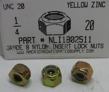 1/4-20 Nylon Insert Lock Nuts NE Series Grade C (8) Steel Zinc Yellow (250)
