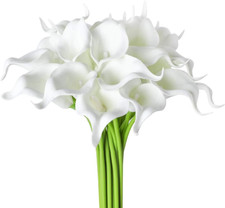 20Pcs Real Touch Pure White Calla Lily Flowers for Wedding  Home Decor