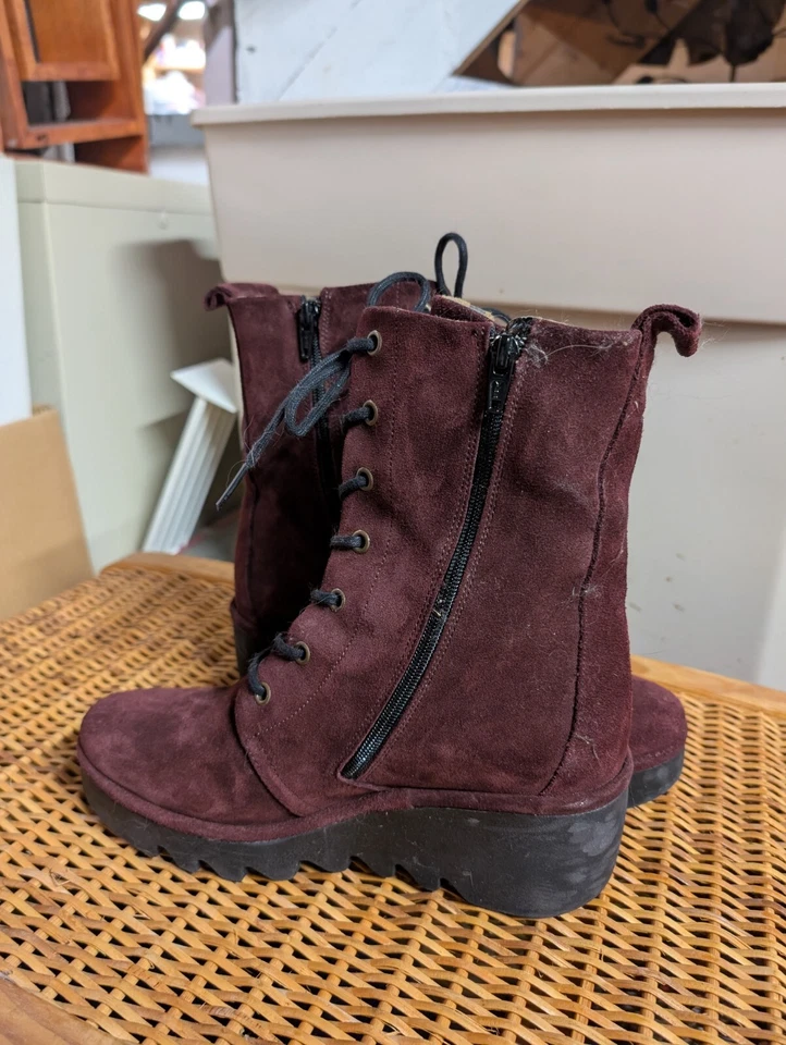 Botas de gamuza PÚRPURA FLY London para mujer con cordones BRR534fly Euro s 39, EE. UU. 8 Foto 2 de 4