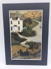 New Handmade 5x7 Matted  Old Fashioned Cottage Countryside Horse Free Ship 147