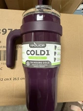 Reduce Cold 24oz Tumbler 3-In-1 Lid Stainless Steel Vacuum Insulated Plum New