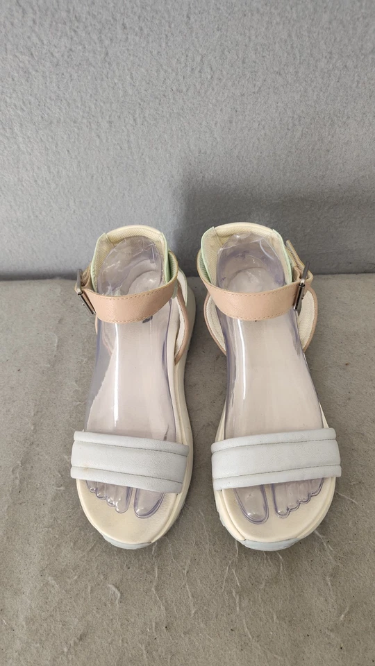 Mia Women Sandals 7 White Nude Ankle Strap Platform Buckle Casual Comfort Shoes - Image 3 of 4