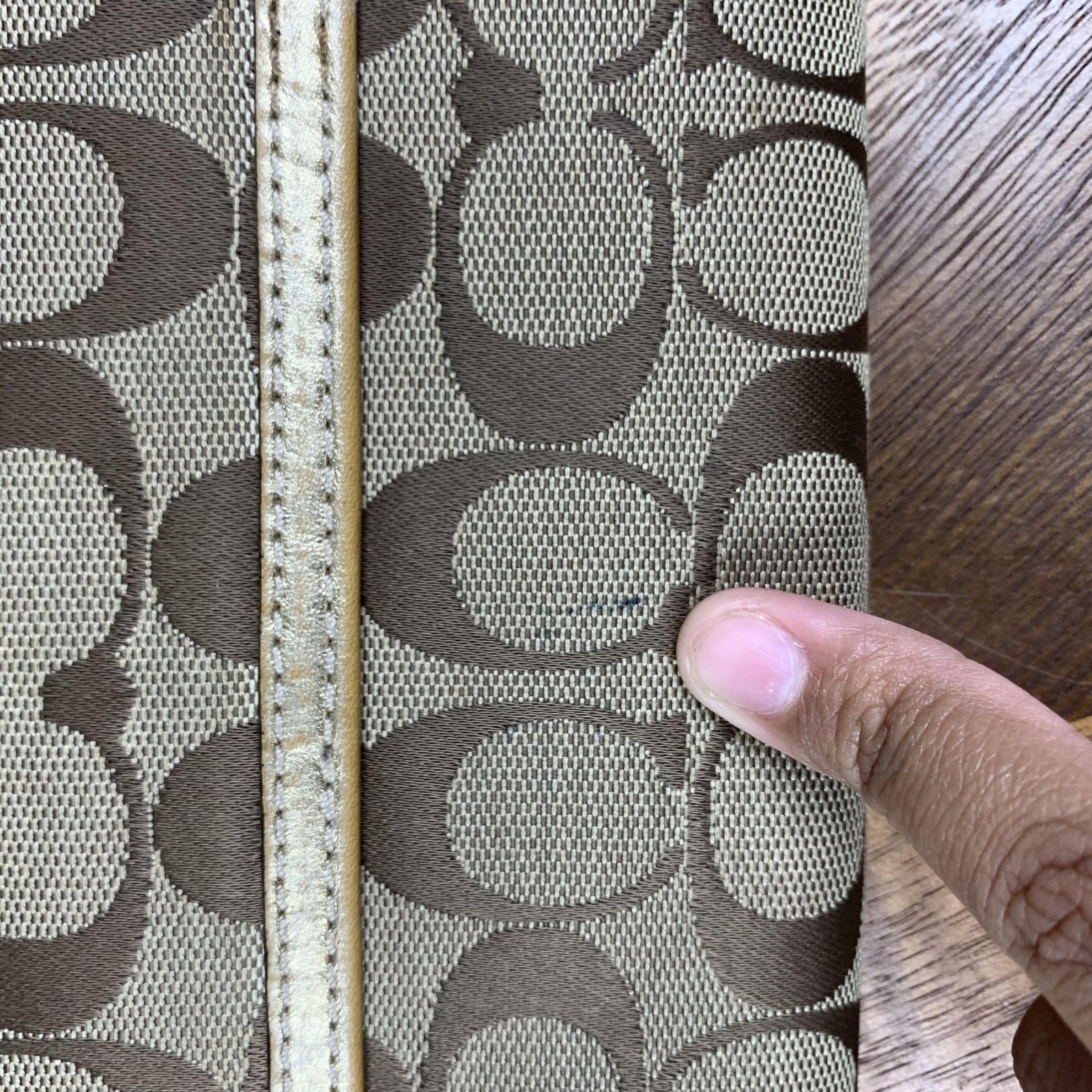 Coach Signature Wallet Womens Brown Gold Turnlock Canvas Leather Long Checkbook thumbnail 4