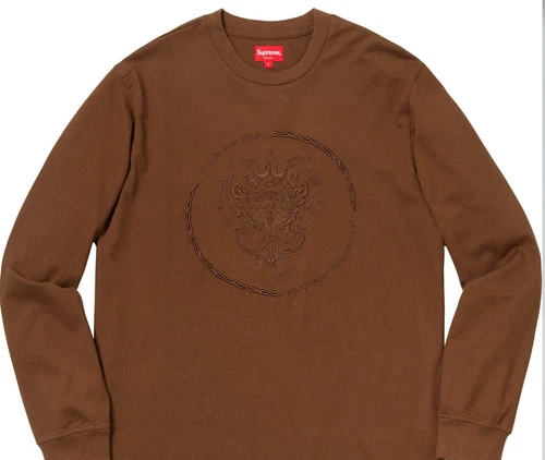 Haut marron Supreme Crest L/S 2018 Taille Medium