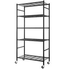 5-Tier Heavy Duty Storage Shelves, with Leveling , 33.0" 12.6" 73.1", Black