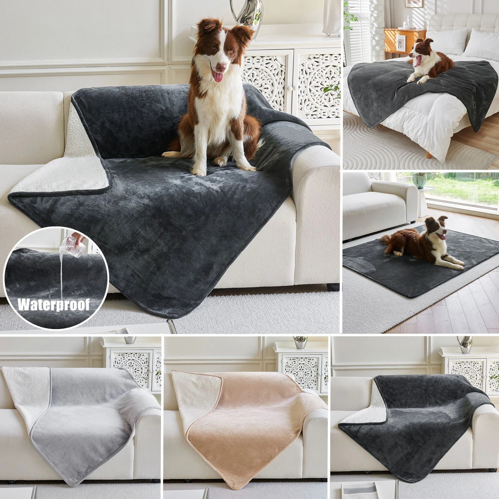 Waterproof Blanket for Bed Couch Sofa Soft Liquid Pee Proof Pet Dog Cat Blanket