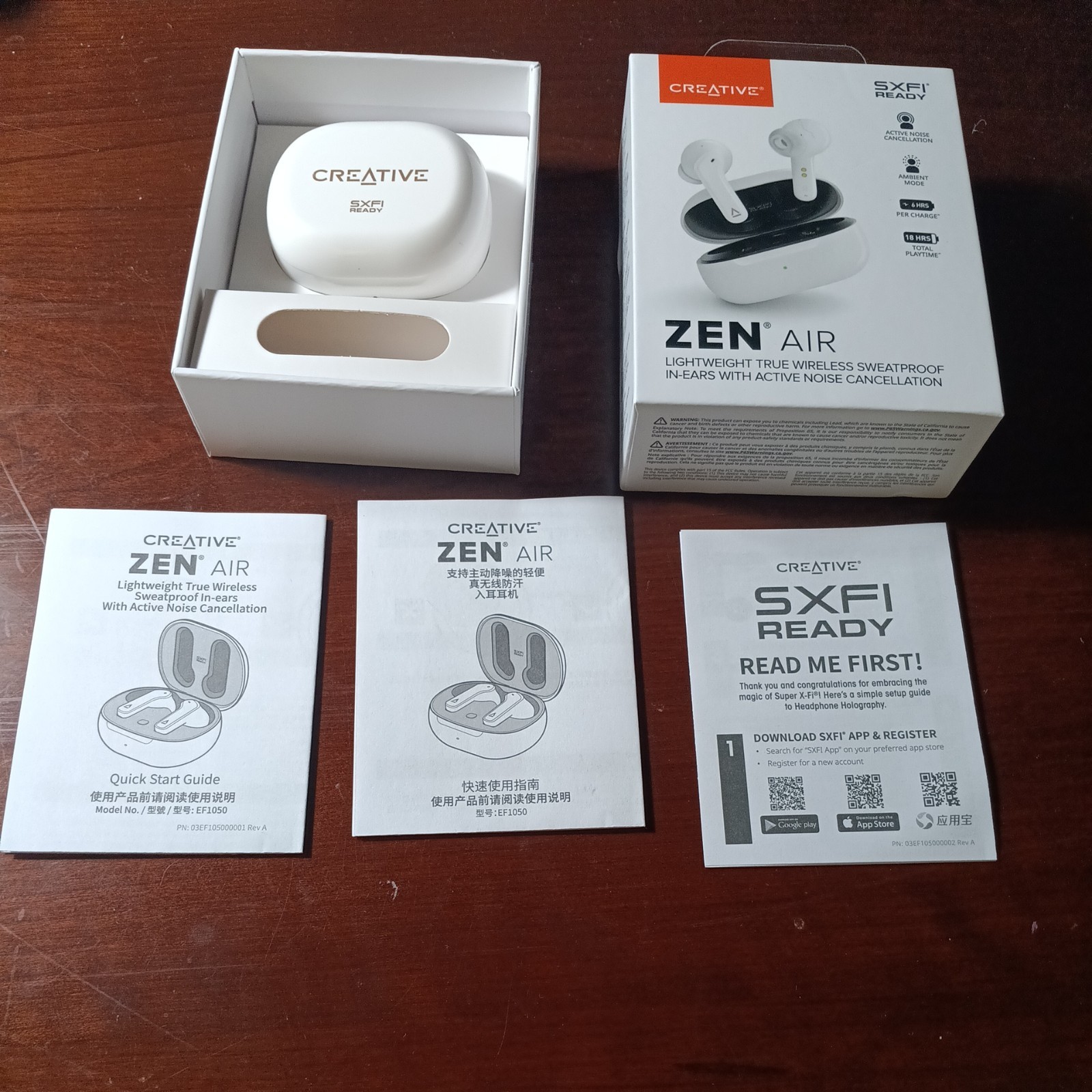 NWT Creative Zen Air True Wireless Earbuds Sweatproof Noise 