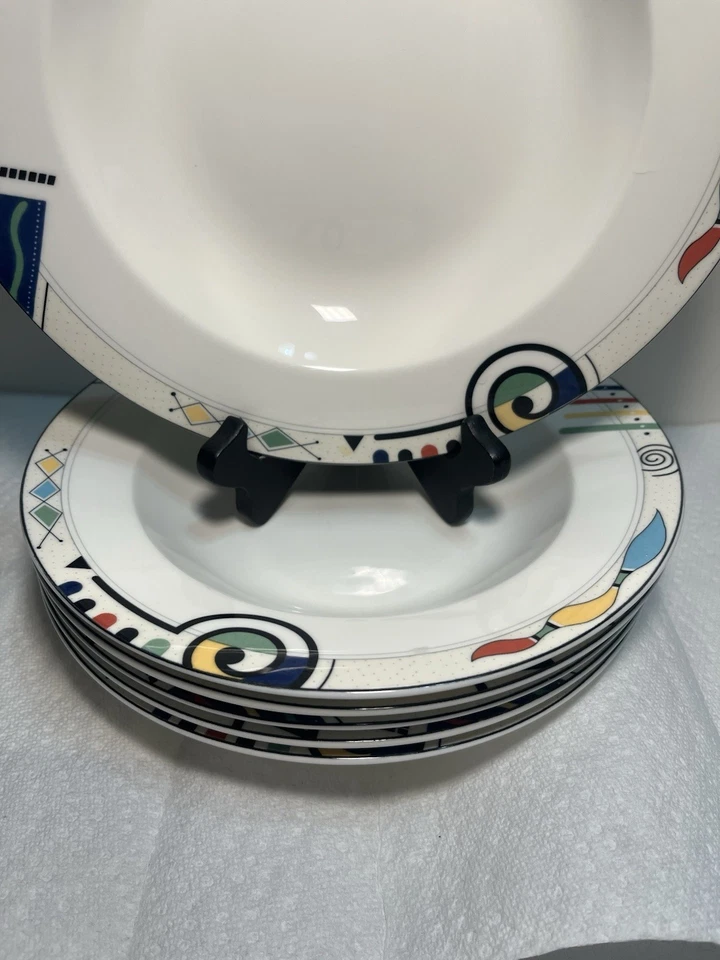 6 cuencos de sopa Seven Mikasa Ultimate Plus + HEADLINE de borde grande 9,5" 796 en muy buena condición Foto 2 de 4