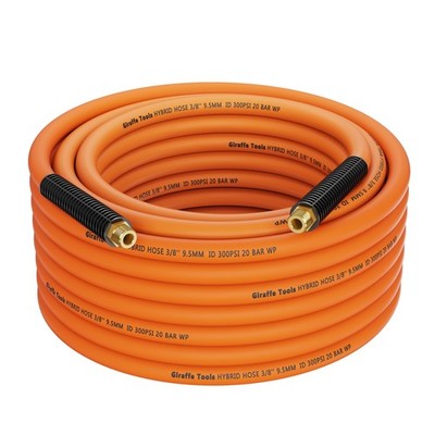 Giraffe Tools Hybrid Air Hose, 3/8 inch x 50 ft, 1/4 in. MNPT Fittings, 300 PSI