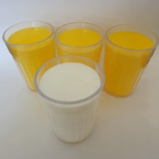 Vintage Play Food 4" Clear Plastic Cup With Pretend Orange Juice  3  Milk  1