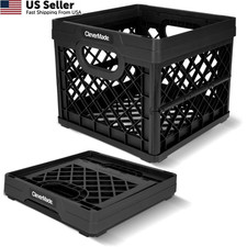 CleverMade Collapsible Milk Crate 25L 6.6 Gal , 50 lb 1 Pack, Obsidian