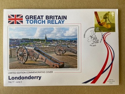 Merkur 2012 Olympischer Fackellauf Gedenkmarkenhülle LONDONDERRY 586G