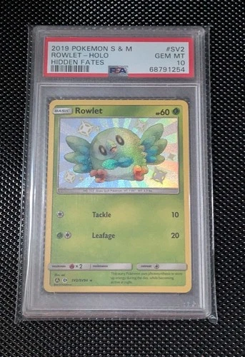 Pokemon Hidden Fates Rowlet SV2 Baby Shiny Holo Rare PSA 10 GEM MINT