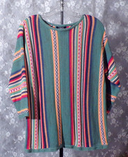 Vintage 90s Southwestern Sweater Size Womens XL Linen Blend Boho Tuscan Mom