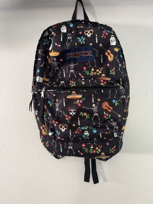 Jansport Black Day of Dead Dia De Los Muertos Backpack Unisex Active Adult & Kid