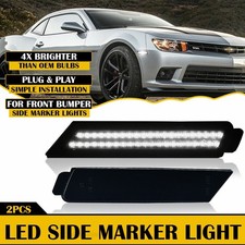 Smoke White Front Bumper Side Marker Led Lights For 2010-2015 Chevy Camaro