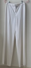 St. John Caviar White Dress Pants Straight Leg Flat Front Women's Pants