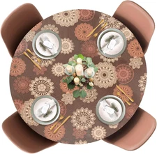 LAMINET Elastic Fitted Table Cover - Medallion - Large round - Fits Tables up to
