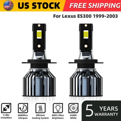 For Lexus ES300 1999-2003 H7 LED Headlight Bulbs Kit High/Low Beam 6000K White