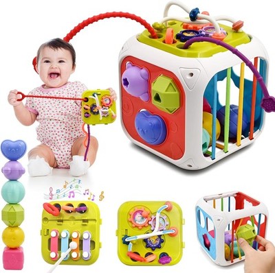 AiTuiTui Multifunction Baby Sensory Montessori Activity Cube Toys,