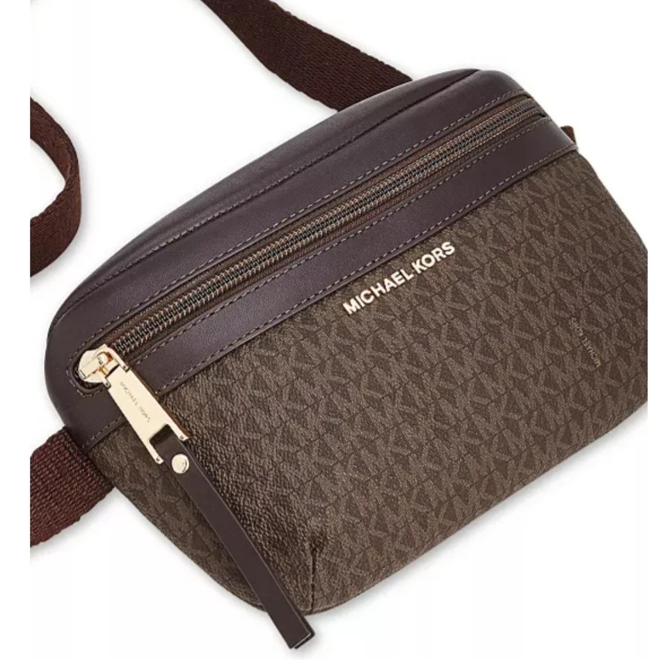 Michael Kors Logo Fanny Pack Leather Gold Hardware Jet-Set Travel - Image 2 of 4